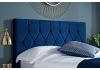 4ft Small Double Loxey Velvet velour Blue fabric bed frame 6